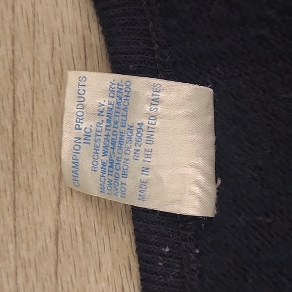 CHAMPION US Naval Academy Dark Navy Weave Blend USA Sz M Mens V Neck Sweater VTG - Picture 3 of 8